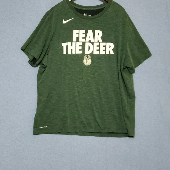 Nike Dri-fit Milwaukee Bucks 'Fear the Deer' Graphic Tee Shirt - Picture 1 of 6